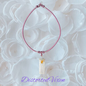 Citrine & Selenite Harmony Necklace | Mauve Cord | Cleansing + Confidence Energy